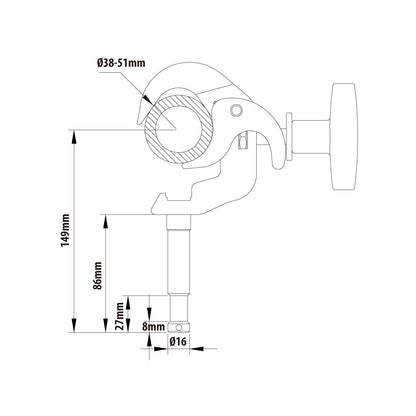 KCP-816 - Arch Stud Coupler dimension diagram