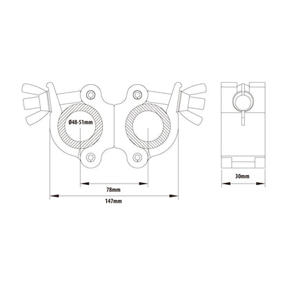 KCP-820 - Slim Type Swivel Coupler, Polished dimension diagram