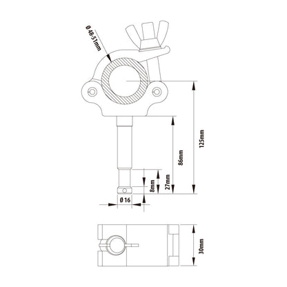 KCP-826 - Slim Type Stud Coupler dimension diagram