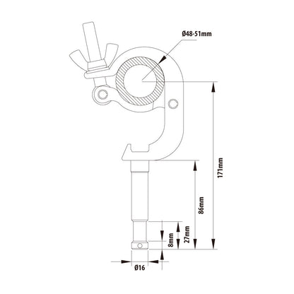 KCP-829 - Slim Handcuff Stud Coupler dimension diagram