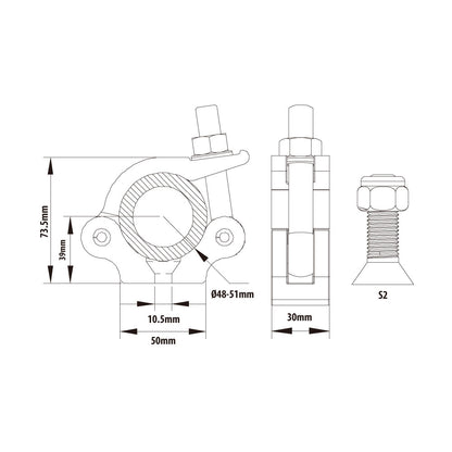 KCP-830ST - Slim Half Coupler with Stainless Parts dimension diagram