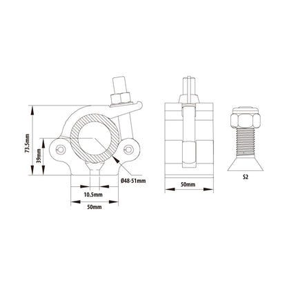 KCP-831ST - Half Coupler with Stainless Parts dimension diagram