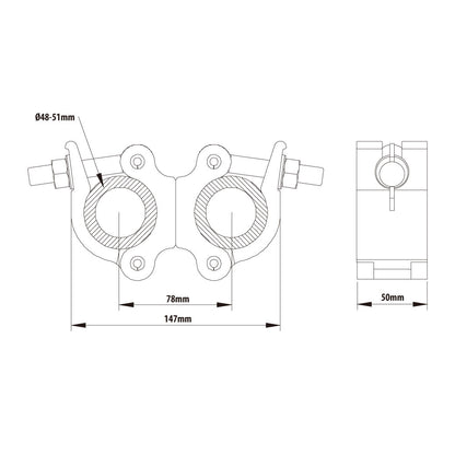 KCP-832ST - Swivel Coupler with Stainless Steel Parts dimension diagram