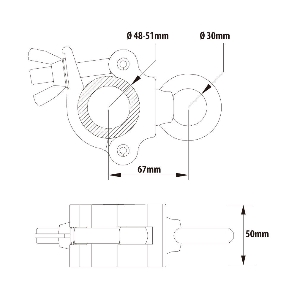 KCP-833B - Eye Ring Opening Coupler, Black dimension diagram