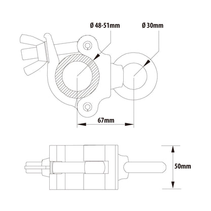 KCP-833 - Eye Ring Opening Coupler, Polished dimension diagram