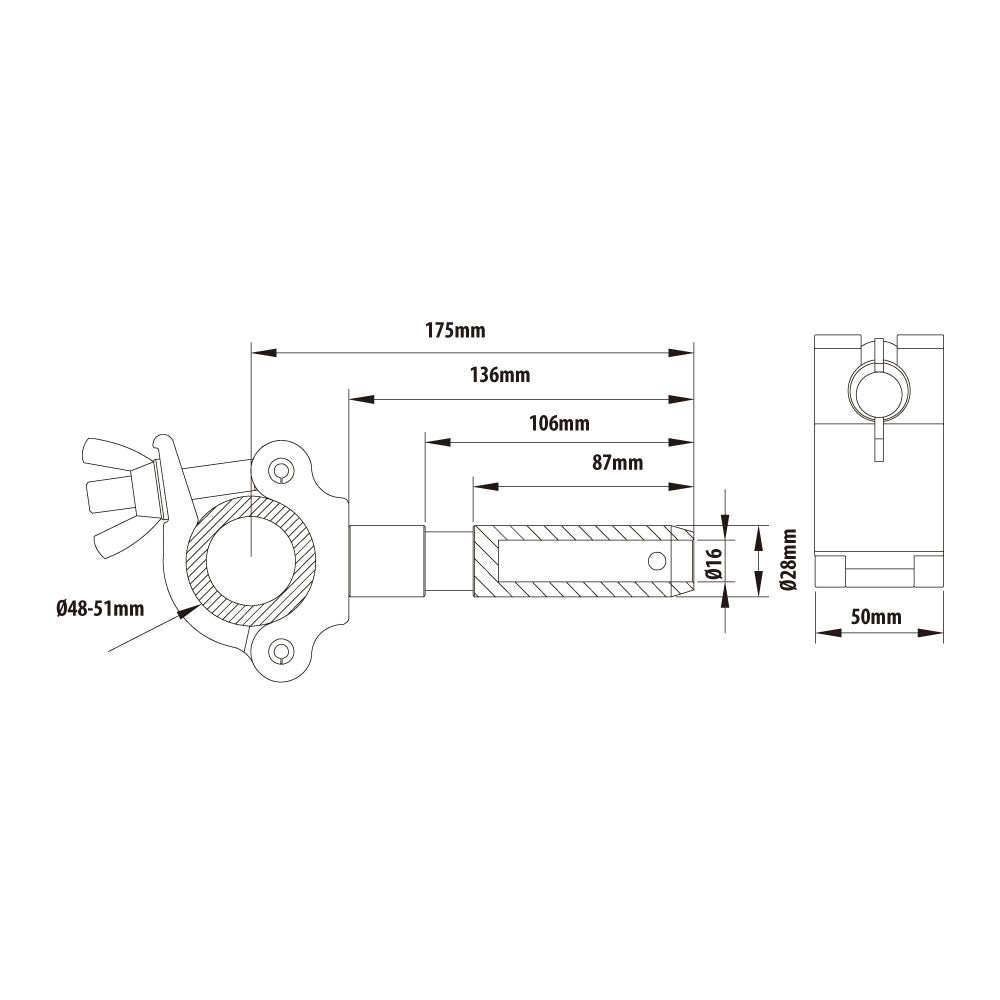 KCP-834 - Spigot Coupler, Polished dimension diagram