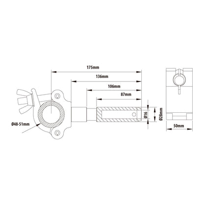 KCP-834 - Spigot Coupler, Polished dimension diagram