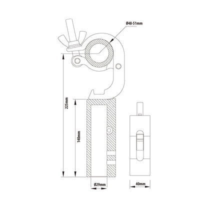 KCP-840 - Handcuff Quick TV Coupler dimension diagram