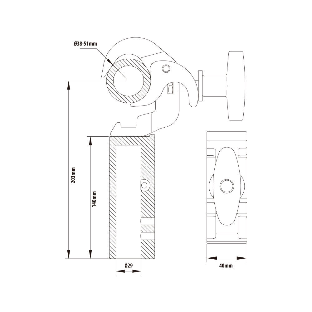 KCP-841 - Arch Quick TV Coupler dimension diagram