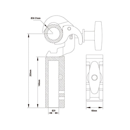 KCP-841 - Arch Quick TV Coupler dimension diagram