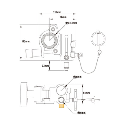 KCP-844 - TV Coupler, Polished dimension diagram