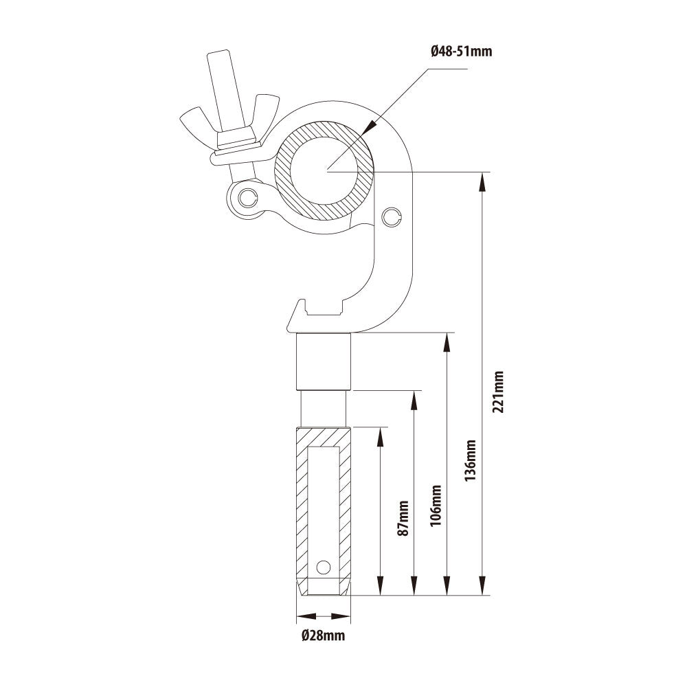 KCP-848 - Handcuff Spigot Coupler dimension diagram