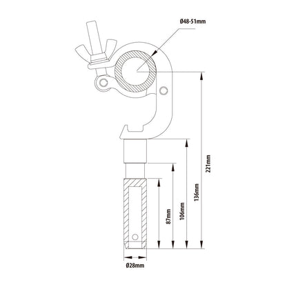 KCP-848 - Handcuff Spigot Coupler dimension diagram