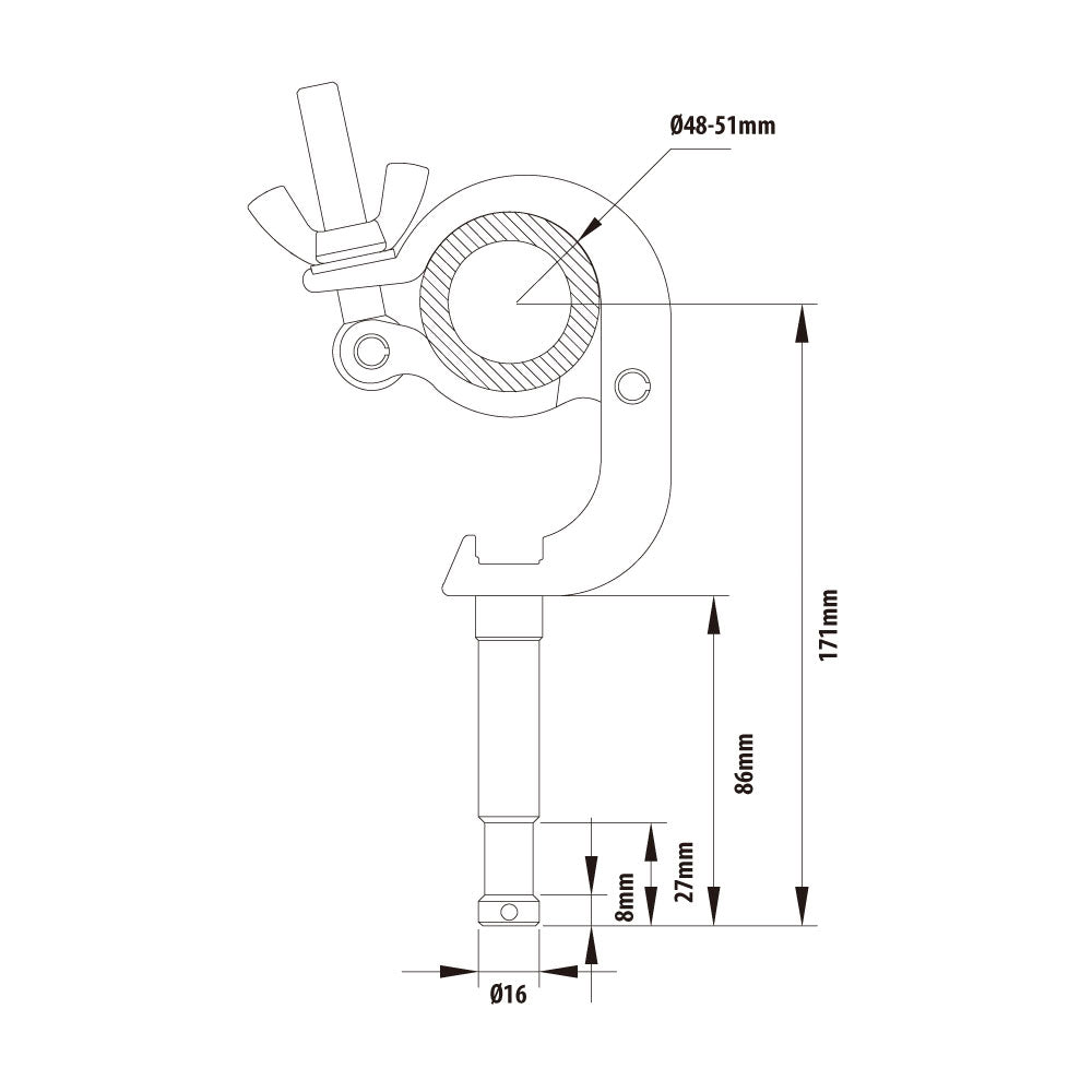 KCP-849 - Handcuff Stud Coupler dimension diagram