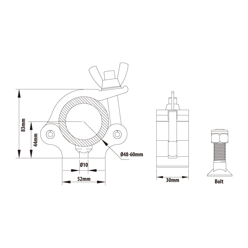 KCP-850B - Slim Type Mighty Coupler, Black dimension diagram