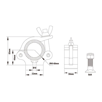 KCP-850 - Slim Type Mighty Coupler, Polished dimension diagram