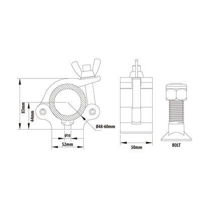 KCP-851 - Mighty Coupler, Polished dimension diagram