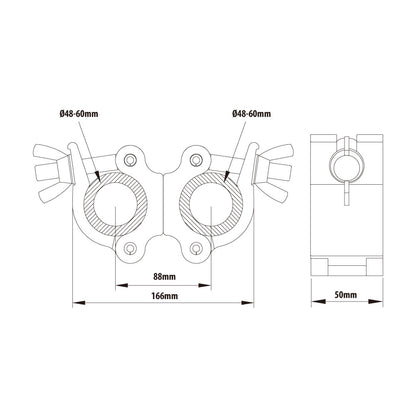 KCP-852B - Mighty Swivel Coupler, Black dimension diagram