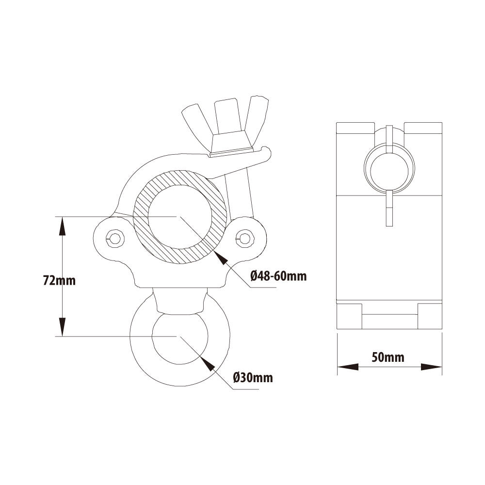 KCP-853 - Mighty Eye Ring Opening Coupler, Polished dimension diagram