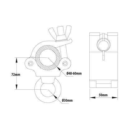 KCP-853 - Mighty Eye Ring Opening Coupler, Polished dimension diagram