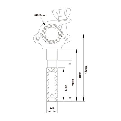 KCP-854 - Mighty Spigot Coupler dimension diagram