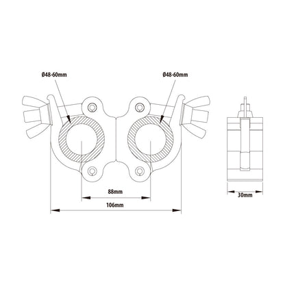 KCP-858B - Slim Type Mighty Swivel Coupler, Black dimension diagram