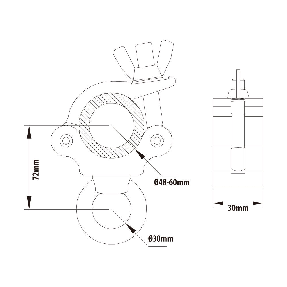 KCP-859 - Slim Type Mighty Eye Ring Opening Coupler, Polished dimension diagram