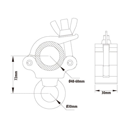 KCP-859 - Slim Type Mighty Eye Ring Opening Coupler, Polished dimension diagram