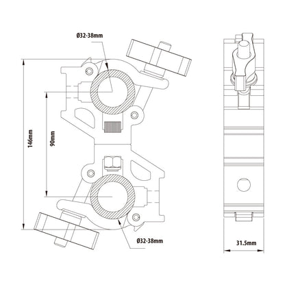 KCP-862B - Nugget Swivel Coupler, Black dimension diagram