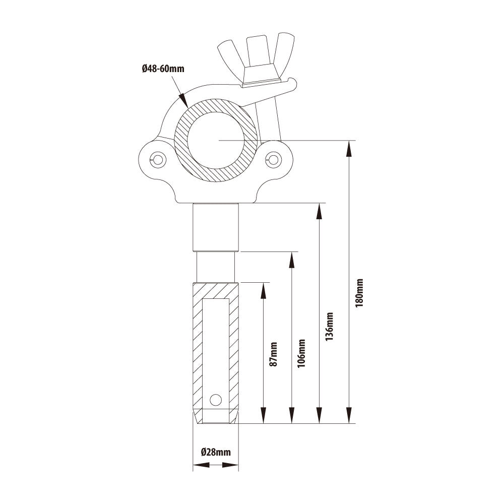 KCP-864 - Slim Type Mighty Spigot Coupler dimension diagram