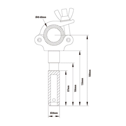 KCP-864 - Slim Type Mighty Spigot Coupler dimension diagram