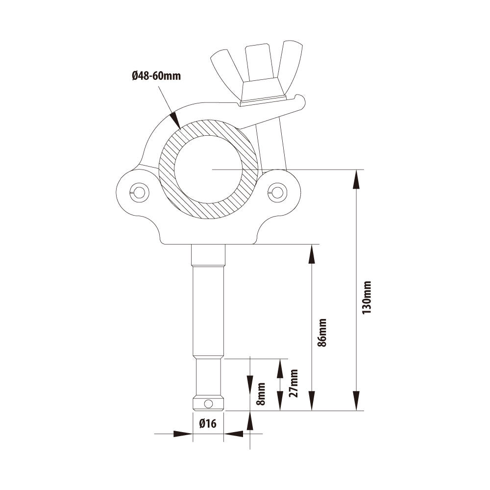 KCP-867 - Slim Type Mighty Stud Coupler dimension diagram