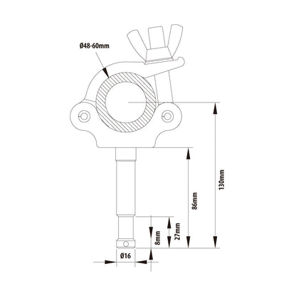KCP-867 - Slim Type Mighty Stud Coupler dimension diagram