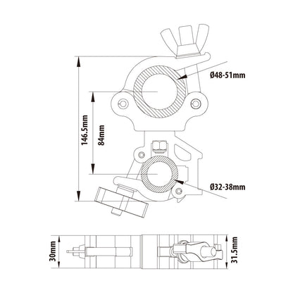 KCP-868 - Slim Type Swivel Coupler dimension diagram