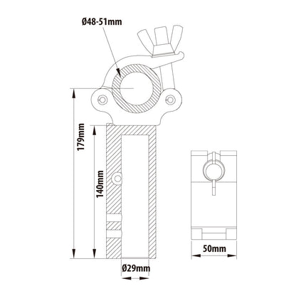 KCP-874 - Half Coupler with TV Quick Receiver dimension diagram