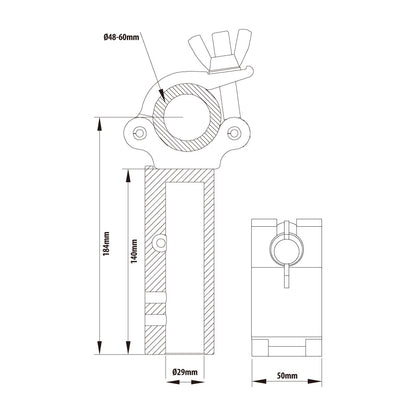 KCP-877 - Mighty Quick TV Coupler dimension diagram