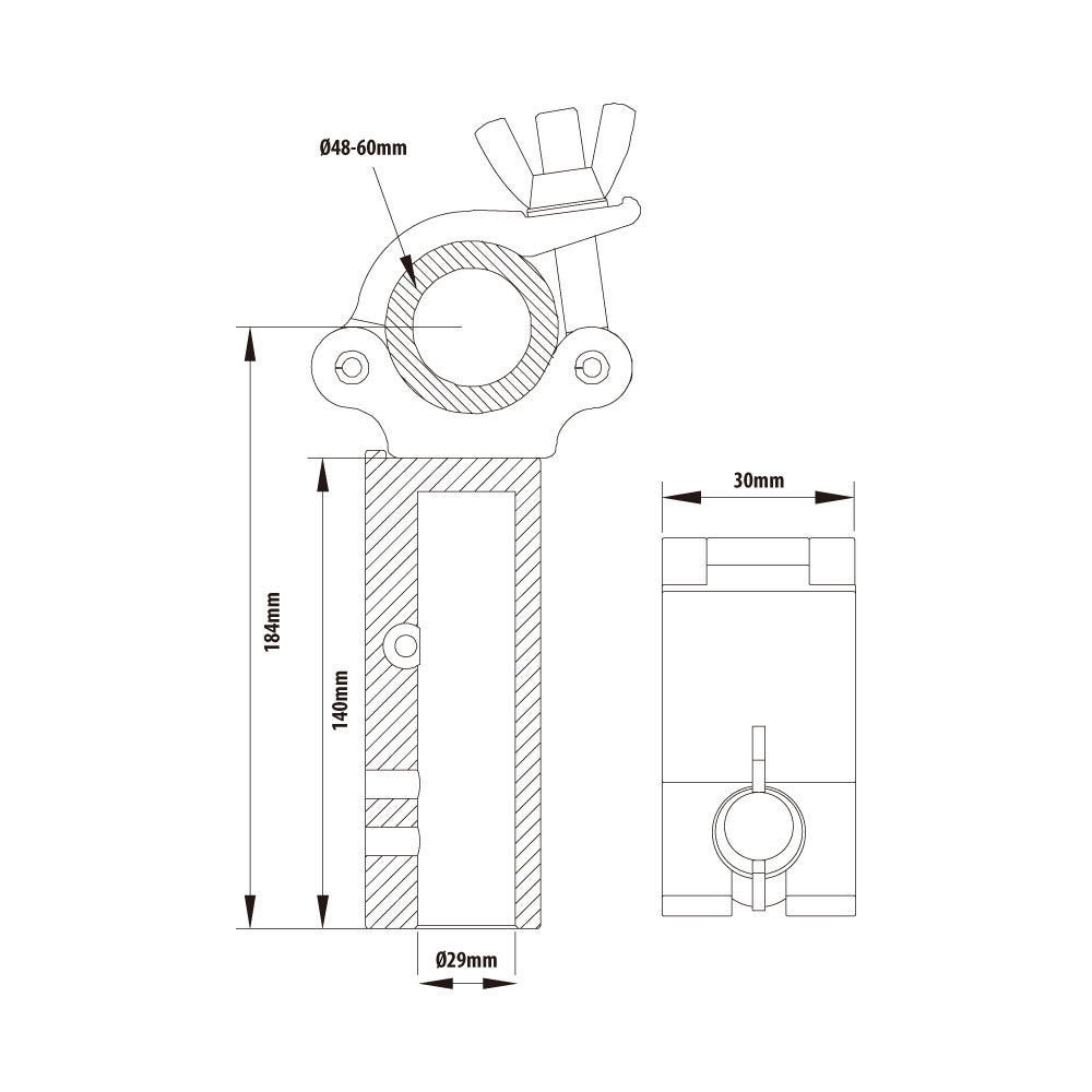 KCP-878 - Slim Type Mighty Quick TV Coupler dimension diagram