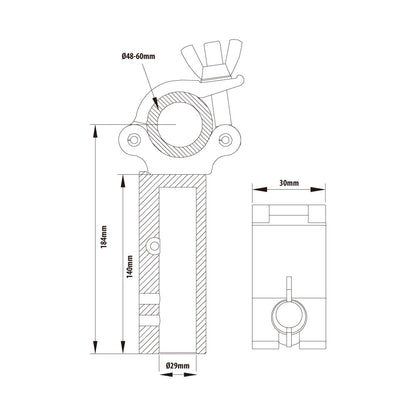 KCP-878 - Slim Type Mighty Quick TV Coupler dimension diagram