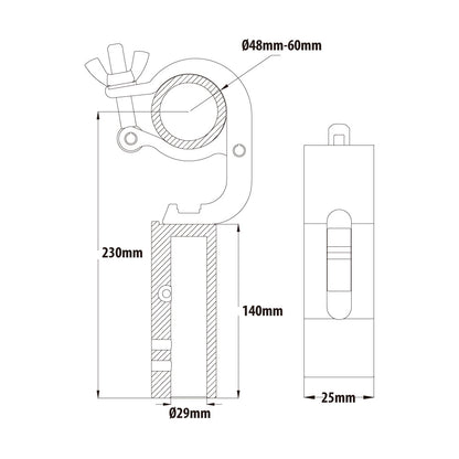 KCP-884 - Slim Mighty Handcuff Quick TV Coupler, Polished dimension diagram