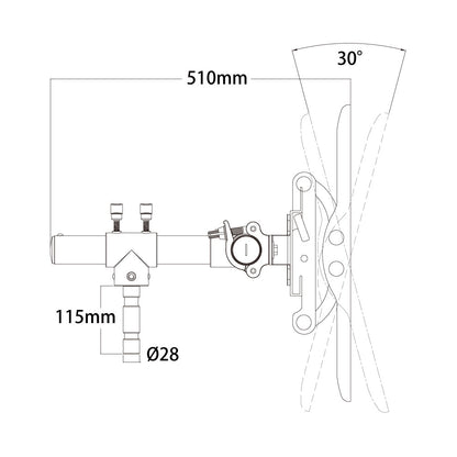 KCP-888 - Universal TV Tilt Stand Mount tilt angle dimension diagram