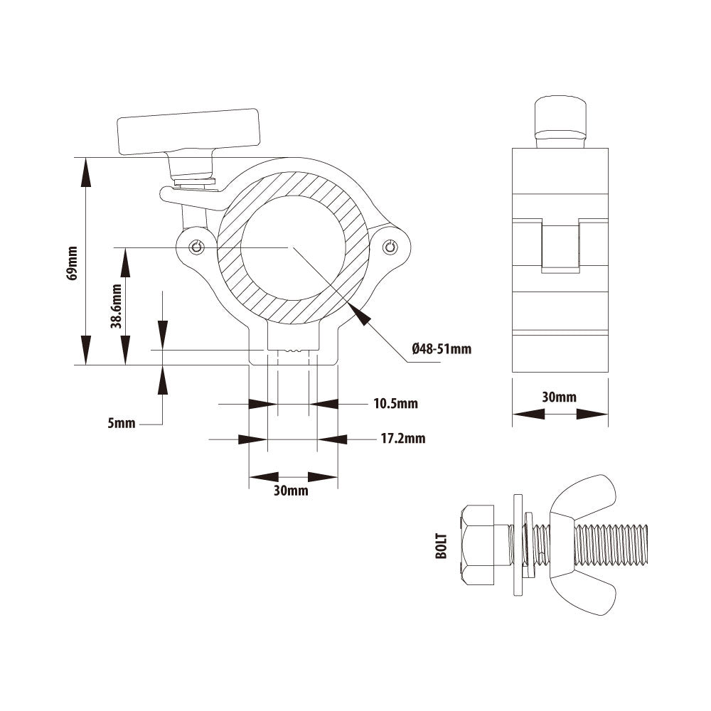 KCP-901 - Burger Coupler, Polished dimension diagram