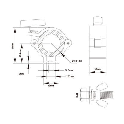 KCP-901 - Burger Coupler, Polished dimension diagram