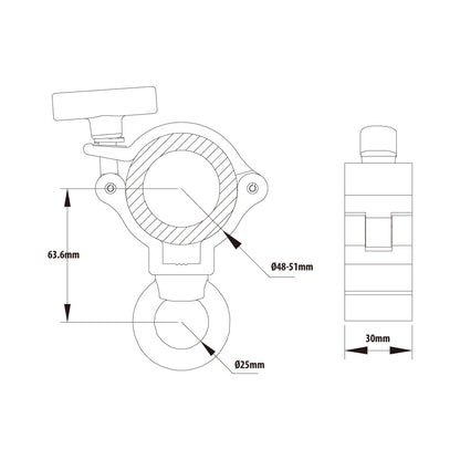 KCP-903 - Eye Ring Opening Burger Coupler, Polished dimension diagram
