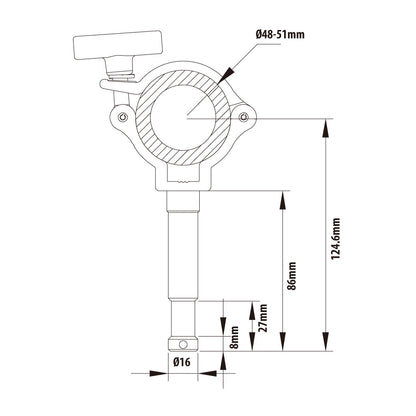 KCP-906 - Burger Stud Coupler dimension diagram