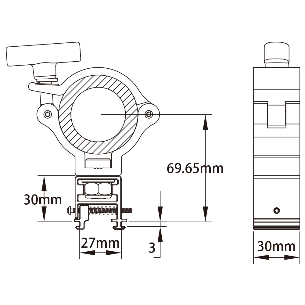 KCP-907 - Universal Light Track Coupler dimension diagram