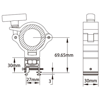 KCP-907 - Universal Light Track Coupler dimension diagram
