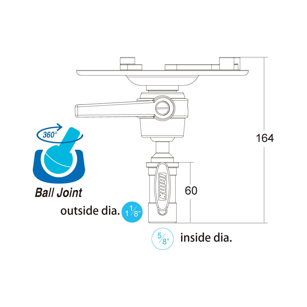 KD-300 - Universal Projector Mount ball joint dimension diagram