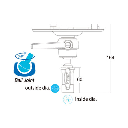 KD-300 - Universal Projector Mount ball joint dimension diagram