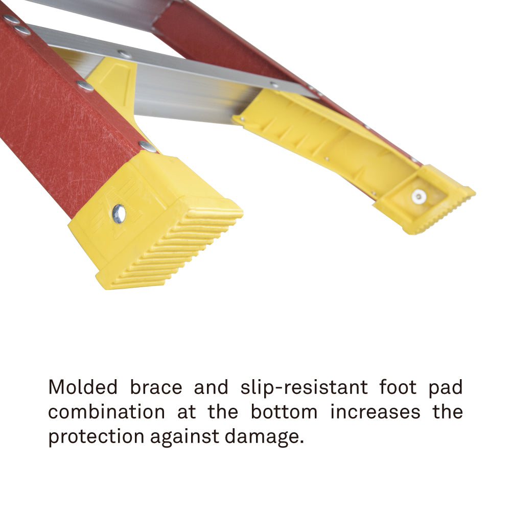 KFL-B8 - Fiberglass Step Ladder, Single-Sided slip-resistant foot pad detail