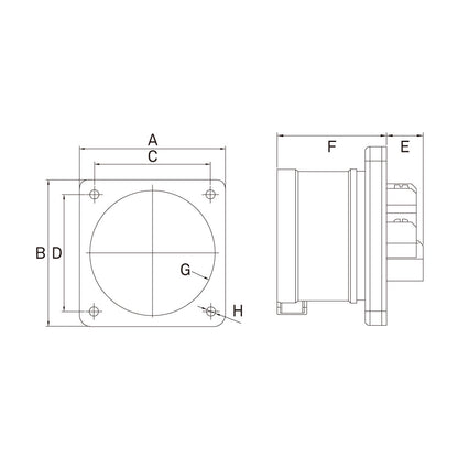 KHTN613 - CEE Inlet dimension diagram